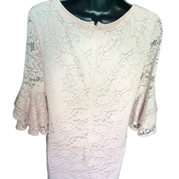 Liz Claiborne Pink Lace Bell Sleeve Shift Dress Size 10 - Picture 6 of 8